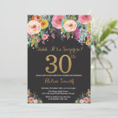 Floral Surprise 30e anniversaire Invitation Or (Debout devant)