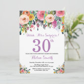 Floral Surprise 30e anniversaire Invitation violet (Debout devant)