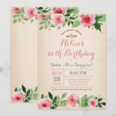 Floral Surprise 60e anniversaire Invitation rose (Devant / Derrière)
