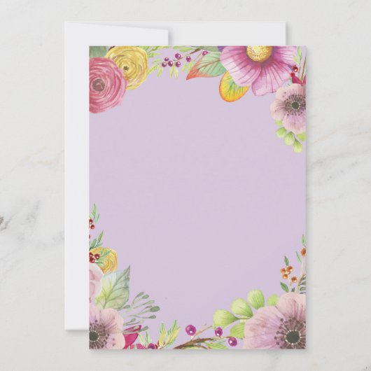 Floral Surprise 80e Anniversaire Invitation Violet (Dos)