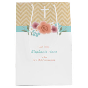Floral Swag in Gold en Aqua Medium Cadeauzakje
