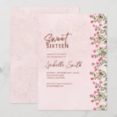 Floral Sweet 16 Party Invitation – Elegant Rustic  (Devant / Derrière)