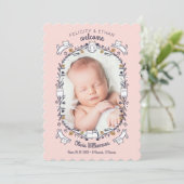 Floral Sweet Little kitty Chat Faire-part de naiss (Debout devant)