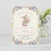 Floral Sweet Petit Lapin 1er Invitation Anniversai (Debout devant)