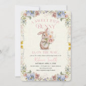 Floral Sweet Petit Lapin Baby shower Invitation (Devant)
