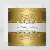 Floral Swirl 50e Mariage Invitation de l'anniversa (Devant)
