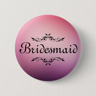 Floral Swirl Border Bridesmaid Button