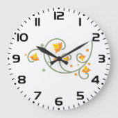 Floral Swirl Pattern met Sinaasappel en Gele Bloem Grote Klok (Voorkant)