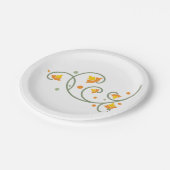 Floral Swirl Pattern met Sinaasappel en Gele Bloem Papieren Bordje