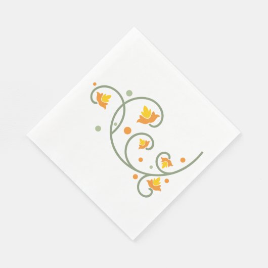 Floral Swirl Pattern met Sinaasappel en Gele Bloem Servet (Hoek)