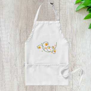 Floral Swirl Pattern met Sinaasappel en Gele Bloem Standaard Schort