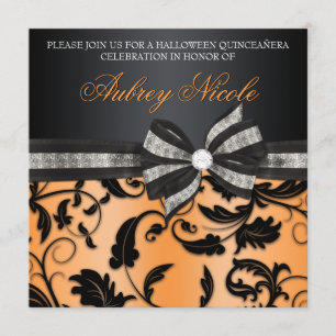 Floral Swirl Quinceañera nodigt uit met juwelen Kaart