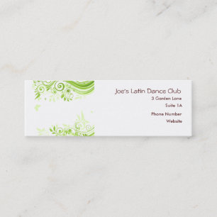 Floral Swirls in Hues of Fresh Green Mini Visitekaartje