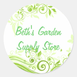 Floral Swirls in Hues of Fresh Green Ronde Sticker