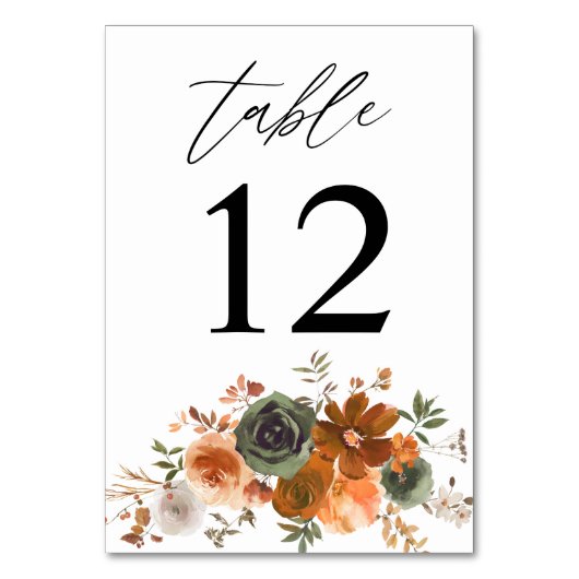 Floral tabelnummer groen en Terra Cotta Kaart (Voorkant)