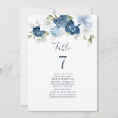 Floral Table Dusty Blue Number 12 Seating Chart Kaart (Voorkant)