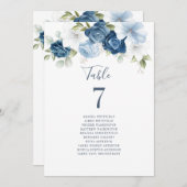 Floral Table Dusty Blue Number 12 Seating Chart Kaart (Voorkant / Achterkant)
