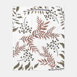 Floral Tan Earthy Design Fleece Blanket Deken