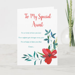 Floral tante Birthday Card Kaart