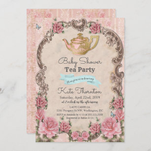  Floral Tea Baby shower Uitnodiging