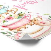 Floral Tea Birthday Party Pink Gold Let's Par-Tea Poster (Hoek)
