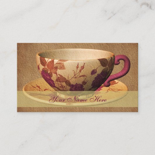 Floral Tea Cup Art Carte de visite (Devant)