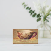 Floral Tea Cup Art Visitekaartje (Staand voorkant)