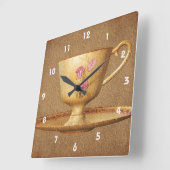 Floral Tea Cup en Saucer Vierkante Klok (Hoek)