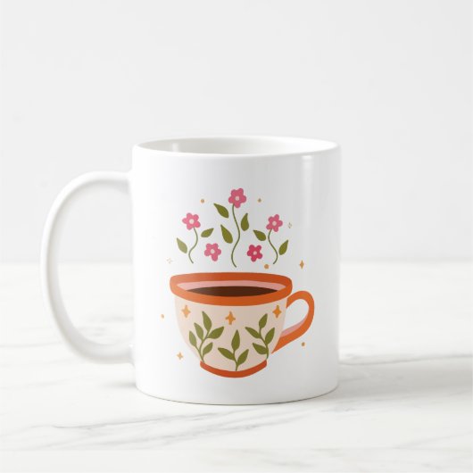 Floral tea cup koffiemok (Links)