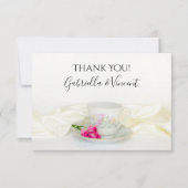 Floral Tea Cup Rose Roses Mariage Merci Note (Devant)