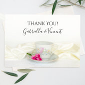 Floral Tea Cup Rose Roses Mariage Merci Note