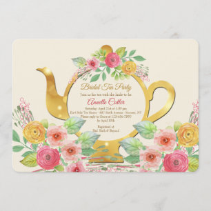 Floral Tea Invitation Kaart