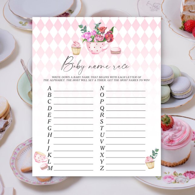 Floral tea party - Baby name race game (Creator heeft geüpload)