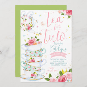 Floral Tea Party Birthday Invitation Kaart