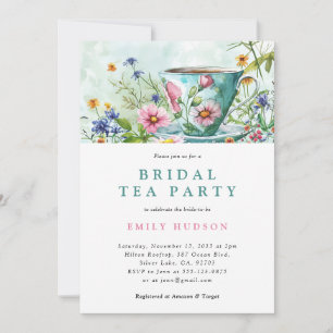 Floral Tea Party bruids douche uitnodiging
