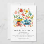 Floral Tea Party bruids douche uitnodiging (Voorkant)