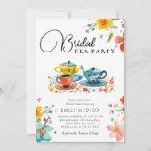 Floral Tea Party bruids douche uitnodiging (Voorkant)