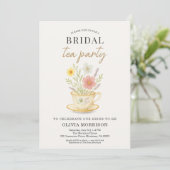 Floral Tea Party QR Code Bridal Shower Kaart (Staand voorkant)