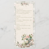 Floral Tea Party Sweet 16 Menu Card (Dos)