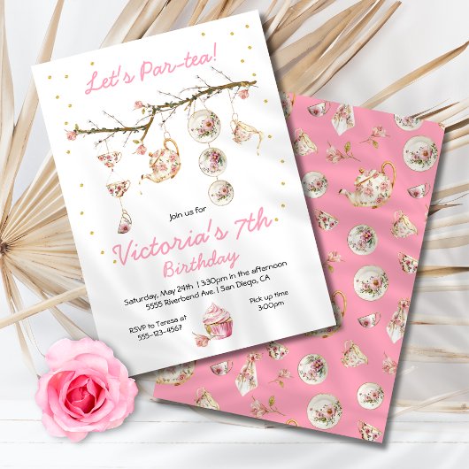 Floral Tea Party tak Verjaardag Kaart