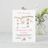 Floral Tea Party tak Verjaardag Kaart (Staand voorkant)