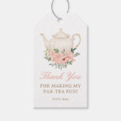 Floral Tea Party Verjaardag Dank u Cadeaulabel (Voorkant)