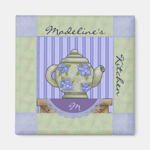 Floral Tea Pot Quilt Block Magnet Magneet