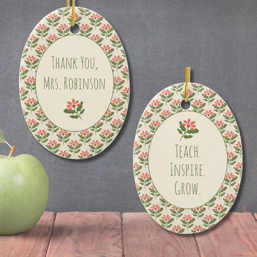 Floral Teacher Appreciation Ornament | Custom Name