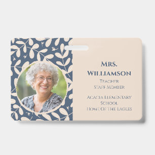 Floral Teacher Educator Personeel Foto ID Badge