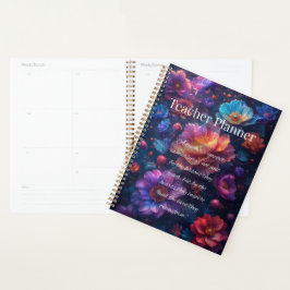 Floral Teacher Planner met Inspirerend Quote