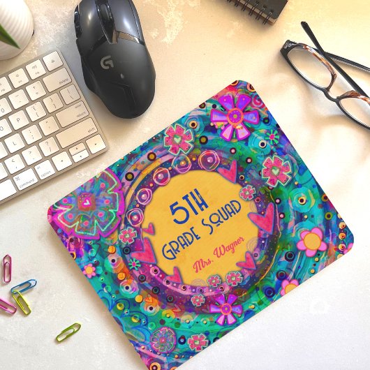  Floral Teacher Squad gepersonaliseerd Muismat