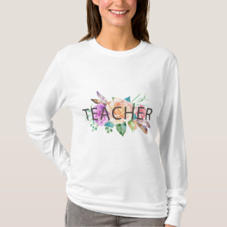 Floral Teacher Waterverf Vrouw Lange mouw Shirt