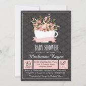 Floral Teacup Baby shower Invitation, Tea Party Kaart (Voorkant)