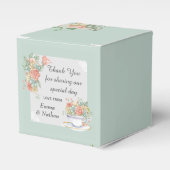 Floral Teacup Elegant Custom Bedankt Bericht Bedankdoosjes (Voorkant Zijde)